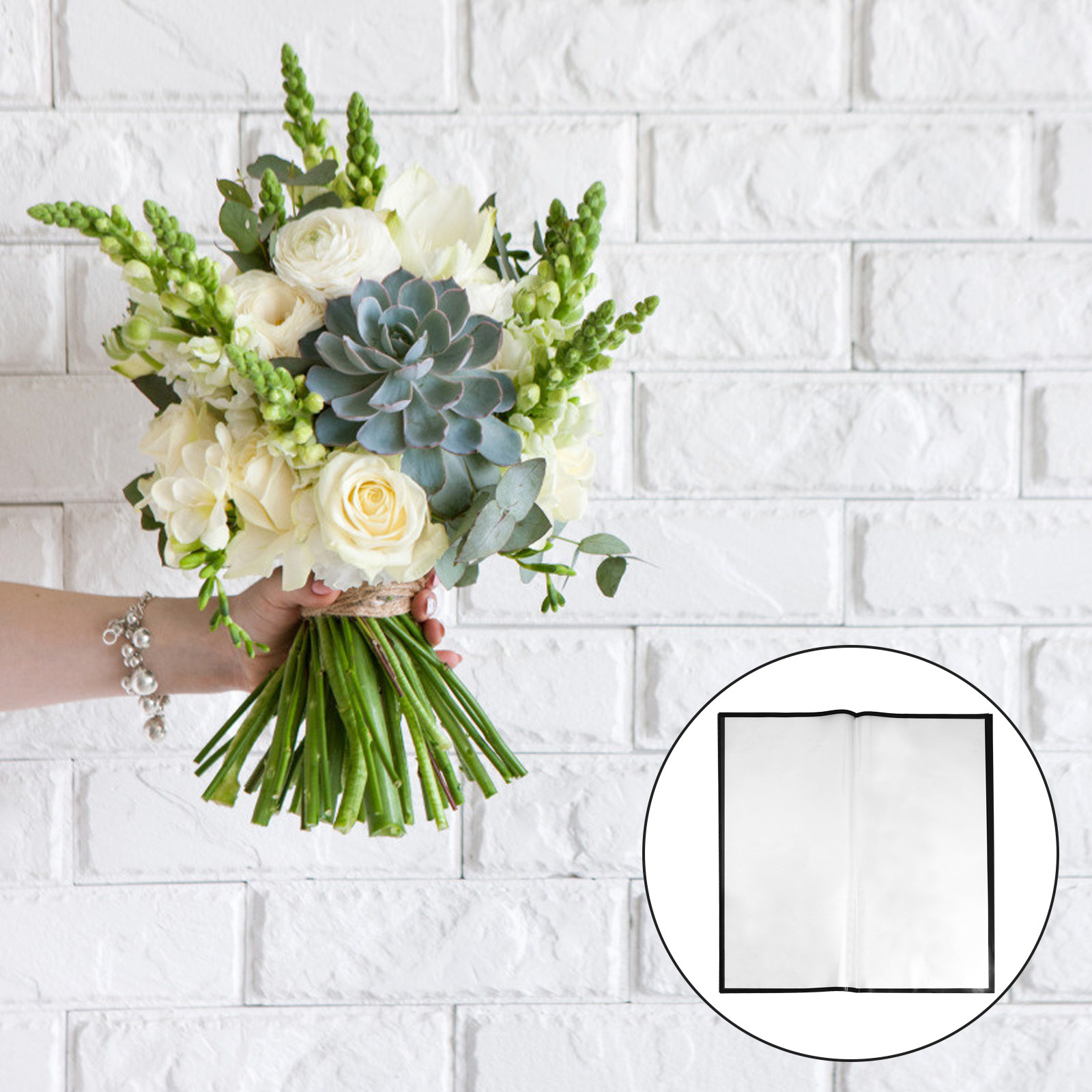 Cellophane Wrap Clear - 1セット入り、透明で破れにくい、大判の花束用包装紙。防水加工が施されており、ギフト包装にも最適。