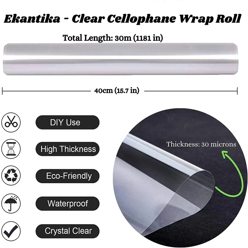 クリアラッピングセロファンフィルムラップロールギフトフラワー - Cellophane Wrap Clear のレビューと価格
