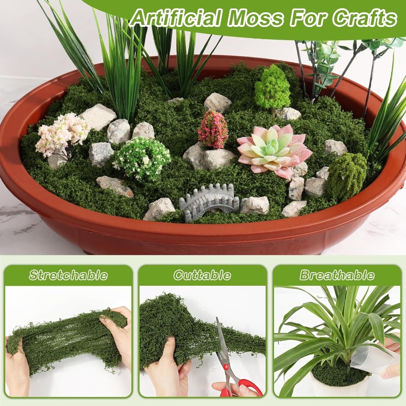 エターナルライフモスグラス 人工グリーンモス植物 鉢植え フ - Preserved Moss Sheet のレビューと価格